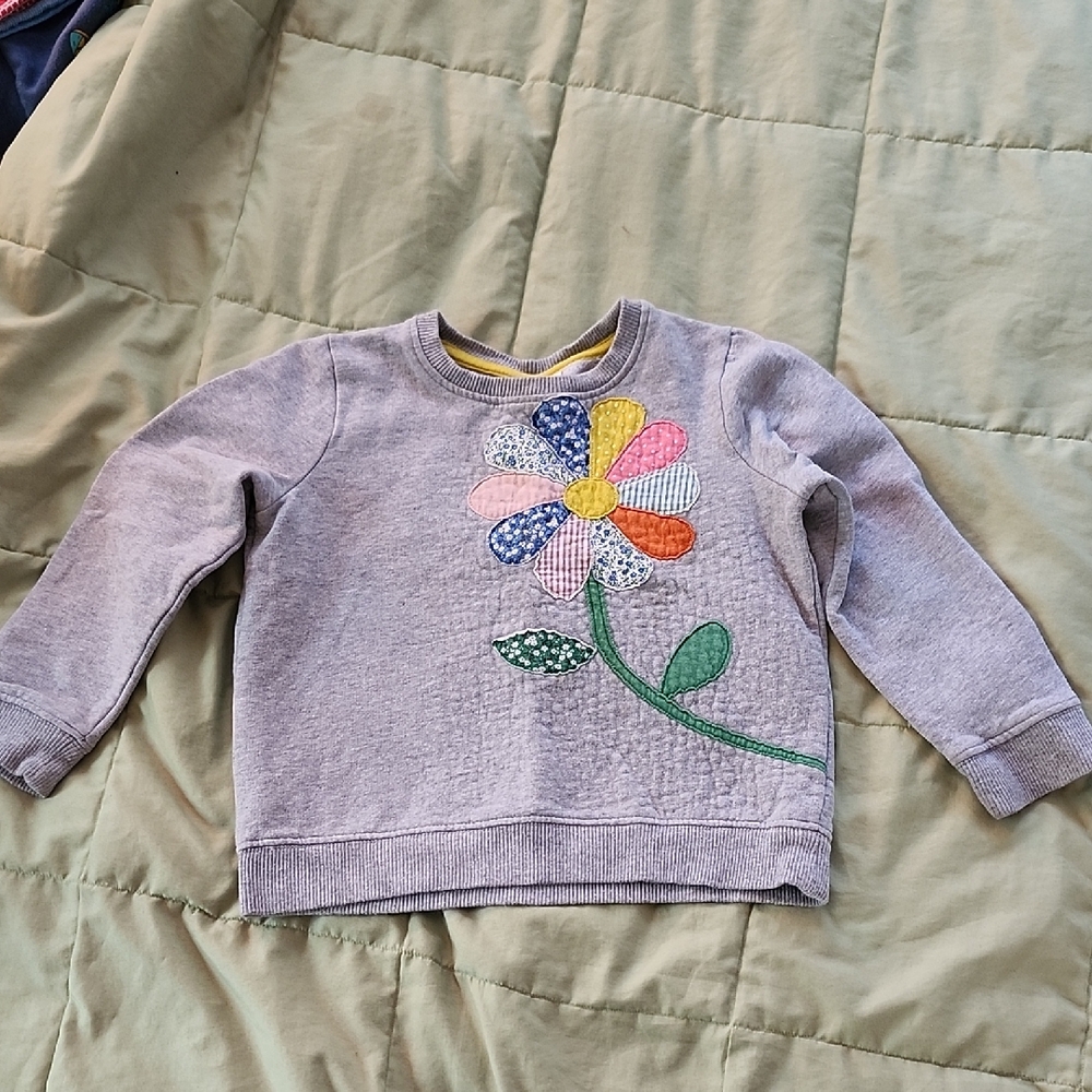Boden Gray Sweatshirt with Multicolor Patchwork